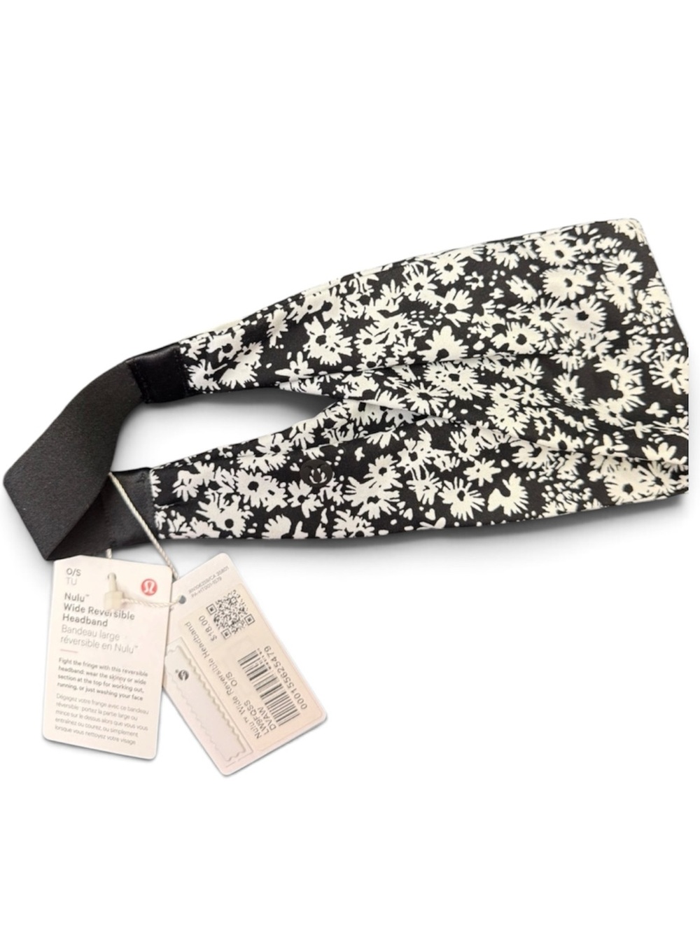 lululemon athletica Black & White Floral Wide Reversible Headband